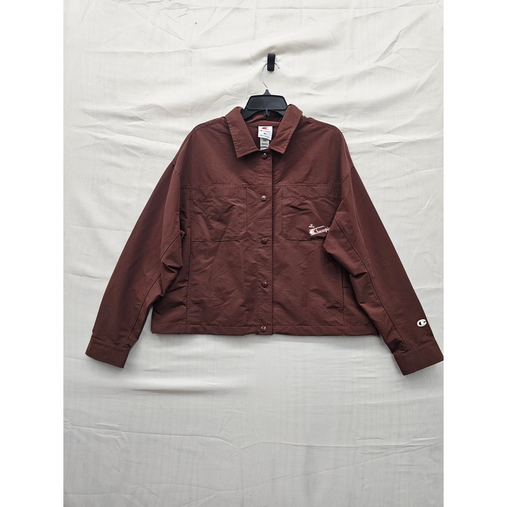 Champion Womens Match Coaches Jacket Brown Nylon Blend Casual Size XL